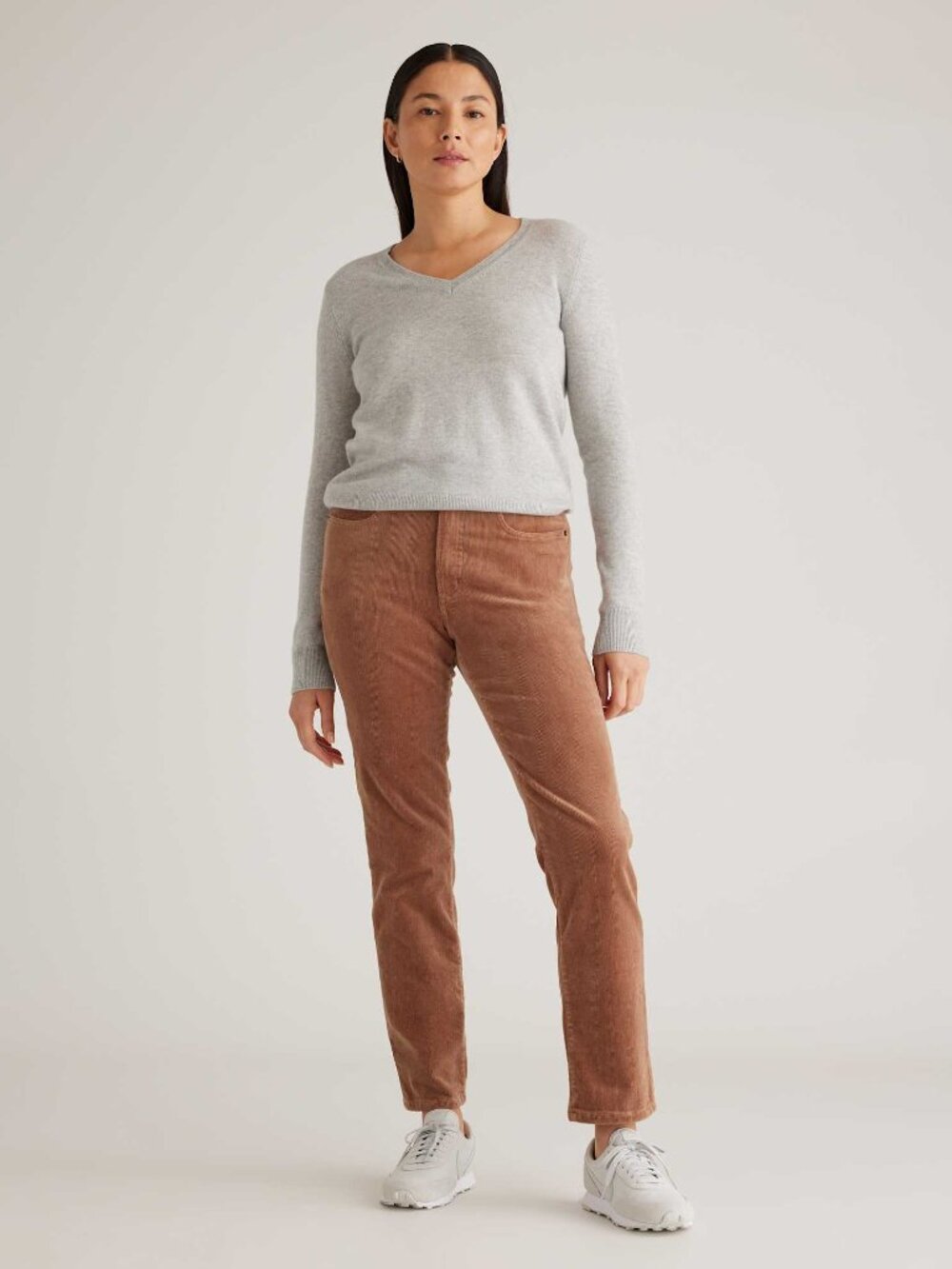 QUINCE Warm Brown Organic Stretch Corduroy Straight Leg Pants, Size 6